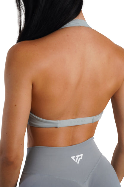 Twist Halter Bra - Light Grey