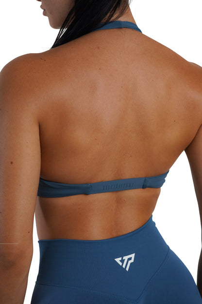 Twist Halter Bra - Blue Teal