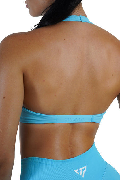 Twist Halter Bra - Ice Blue