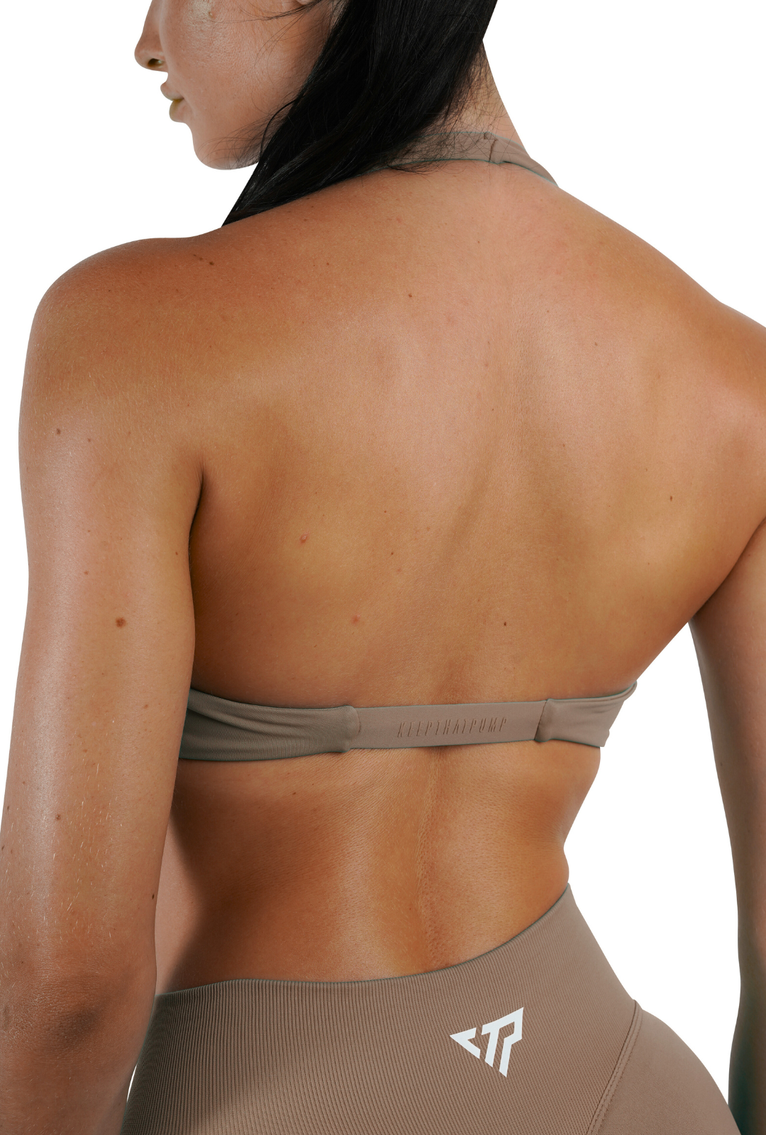 TWIST HALTER BRA - COFFEE